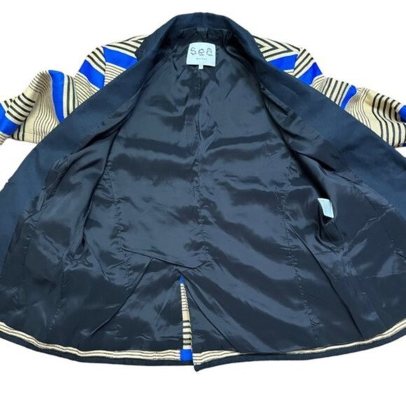 Sea New York Blue Tan Striped Blazer Women Size 2 - Picture 4 of 7